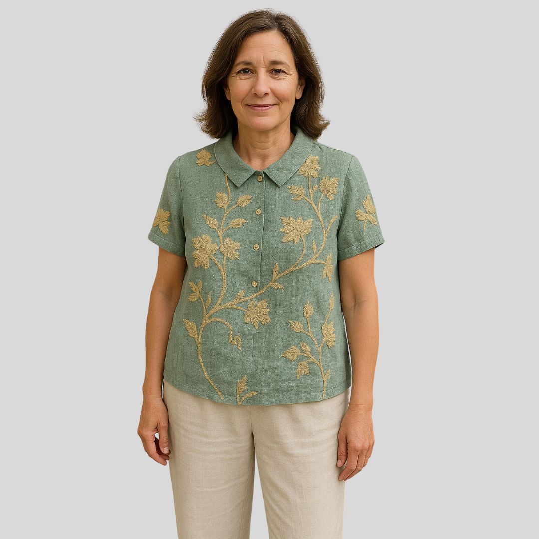 Malinka | Kwiatowa lniana bluzka na luźne dni