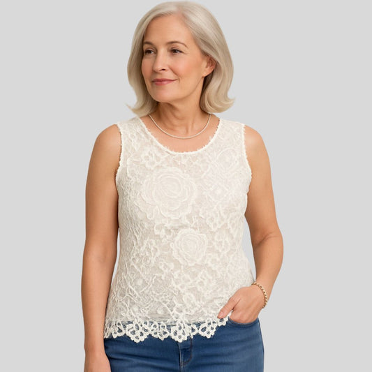 Irma | Romantyczna koronkowa bluzka bez rękawów