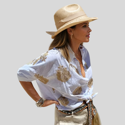 Gabina | Elegancka bawełniana bluzka z kołnierzykiem