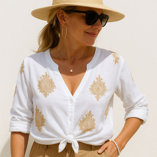 Casey | Bluzka Ibiza Chic z haftowanym detalem