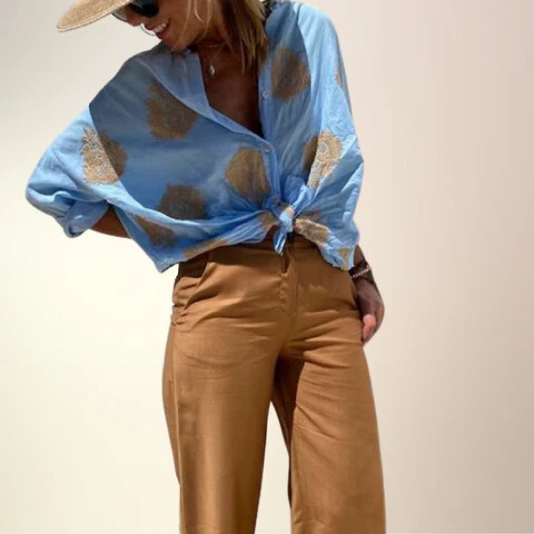 Gabina | Elegancka bawełniana bluzka z kołnierzykiem