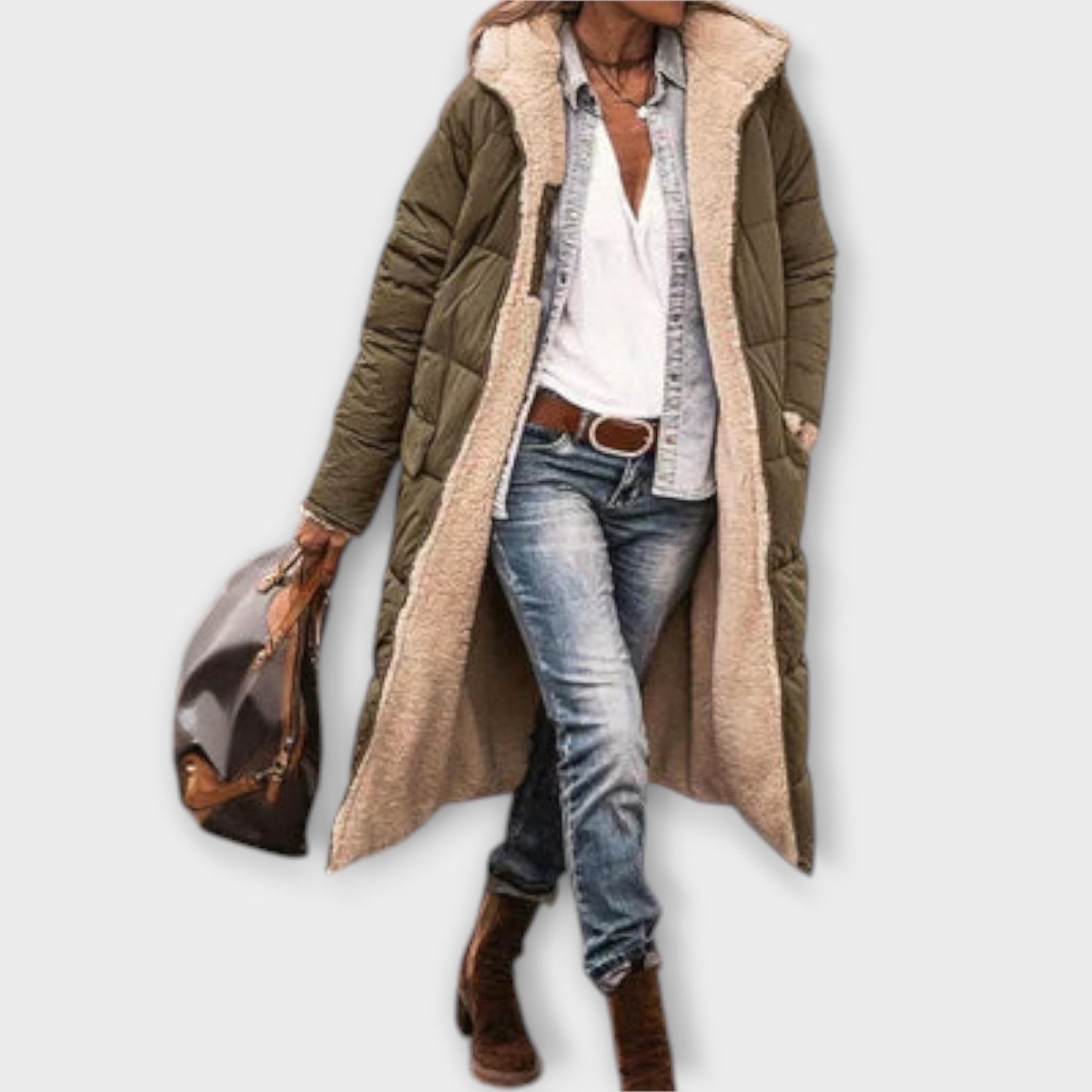 Przytulny Płaszcz z Futrzanym Wnętrzem