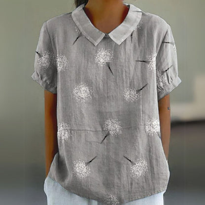 Malinka | Kwiatowa lniana bluzka na luźne dni