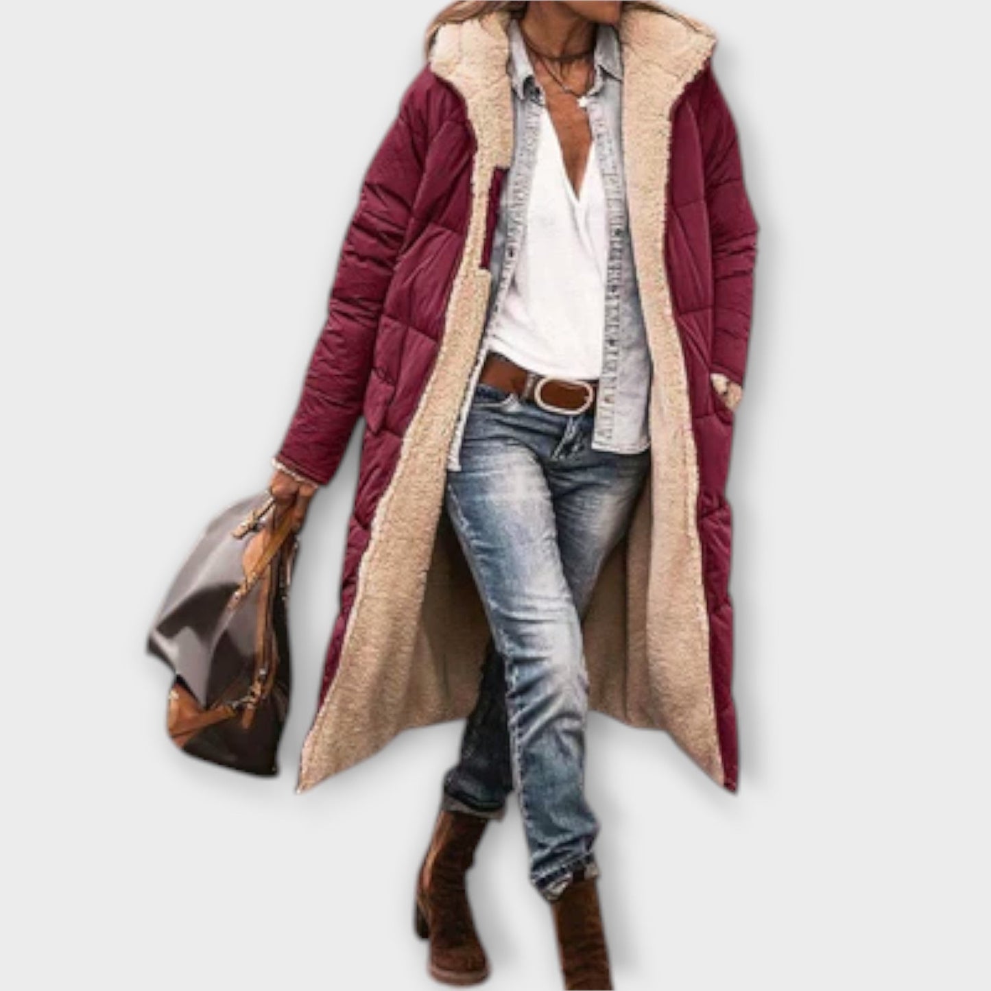 Przytulny Płaszcz z Futrzanym Wnętrzem