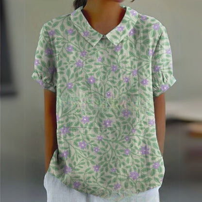 Malinka | Kwiatowa lniana bluzka na luźne dni