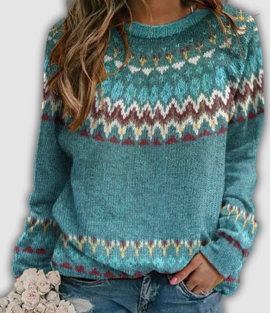 Alvara - Retro Bluza z Wzorem Fali