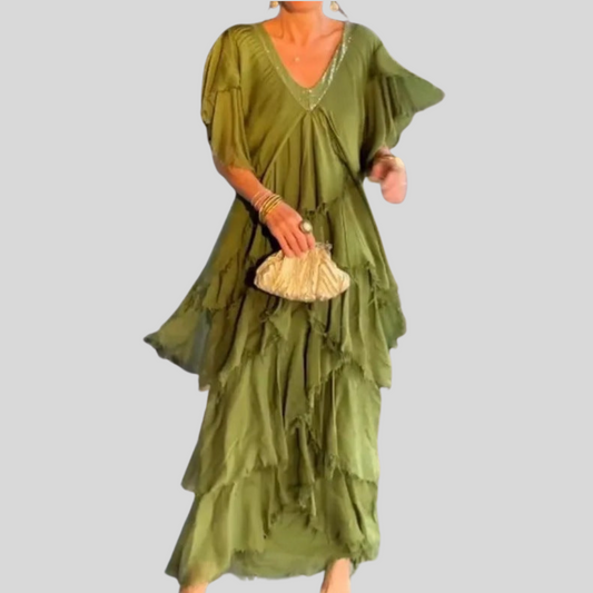 Waleria | Elegancka długa sukienka koronkowa