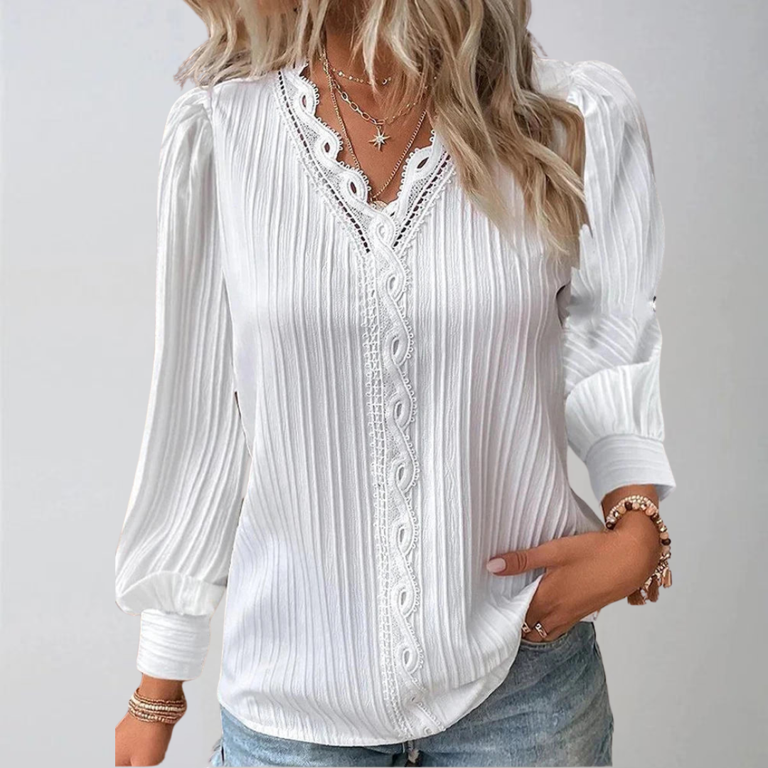 Emma | Bluzka z szyfonu z koronką